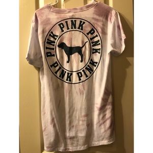 PINK Crew Neck Tie-dye Short Sleeve Tee